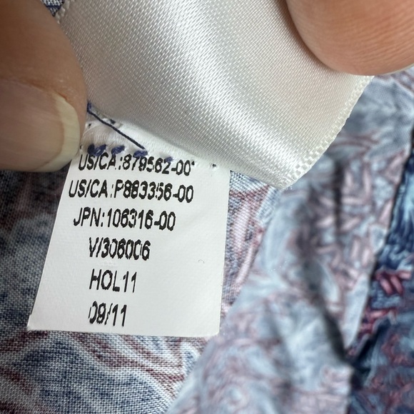 Banana Republic Womens Blouse Floral‎ Blue Button Front Tie Waist Size Large - Picture 6 of 7